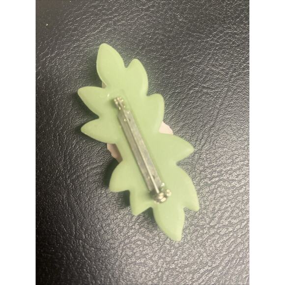 Vtg Victorian Porcelain China Rose Flower Brooch Pin Bar Figural 2.5” - Picture 3 of 4